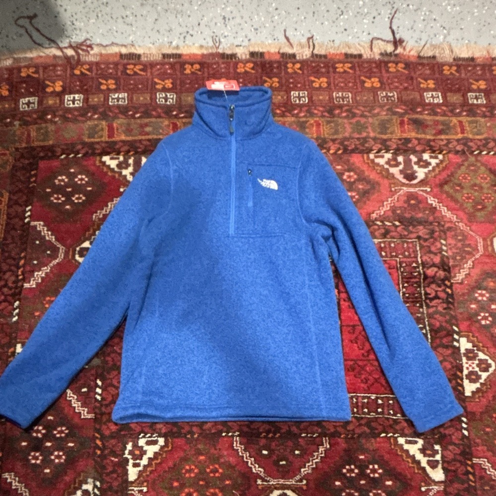 The North Face Men's Blue Fleece 1/4 Zip Mock Neck Pullover Sweatshirt XS